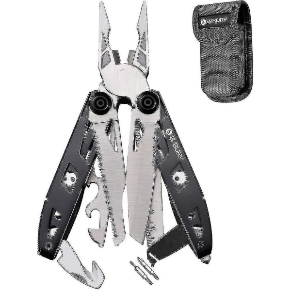 18 i 1 lommeværktøj, titan-greb design multitool, foldbart multitool rustfrit stål, multifunktionel tang med nødhammers, skruetrækker, sav