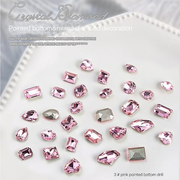 Krystal Negle Rhinestones Klare Negle Sten Perler Blandet Form Spidse Bag Rhinestones Diamant Sten Til Neglekunst Tilbehør D