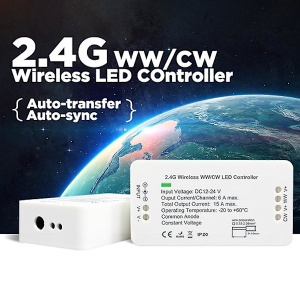 Dc 12/24v Rgb Ww/cw 2.4g Trådløs Led Strip Lysstyring Dimmer