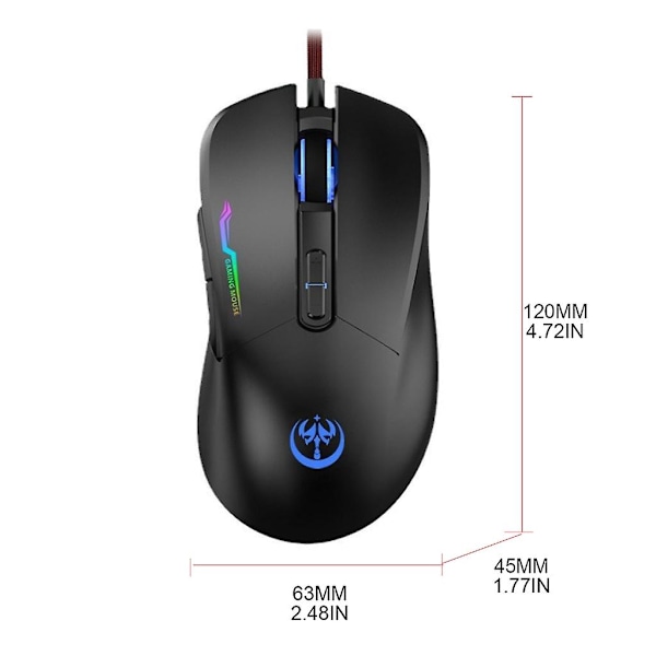 RGB Gaming Mus Kabelbunden Programmerbar Ergonomisk USB Möss 3200 Dpi 6 Knappar & 6