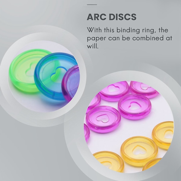 60 stk. 24mm Plastdiske, Discbound Udvidelsesdiske, Hjertebinderringe Svampehul til DIY