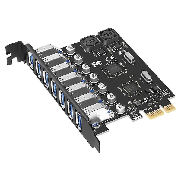 7 porter USB 3.0 PCI-adapterkort USB-utvidelseskort, PCIe-riserkort for PC, Linux / Windows XP/ 7/