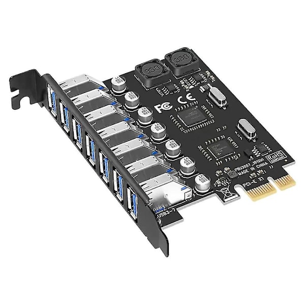 7-porttinen USB 3.0 PCI-sovitinkortti, USB-laajennuskortti, PCIe-nousijakortti PC:lle, Linux / Windows XP/ 7/
