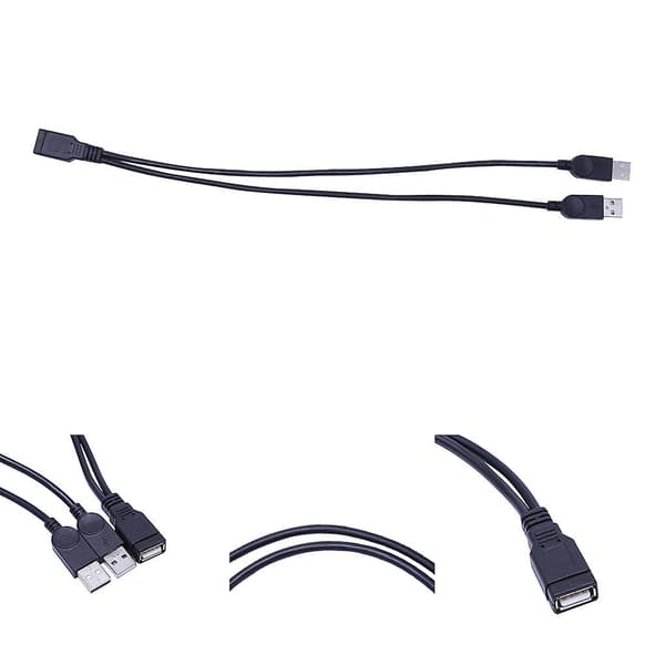 Usb A-hun til dobbelt han-adapter, type A-opladerkabel dobbelt to-splitter