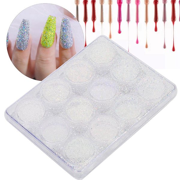 12 färger nagelkonst glitterpulver utsökt nagel DIY dekoration paljetter manikyrverktyg (typ 02)