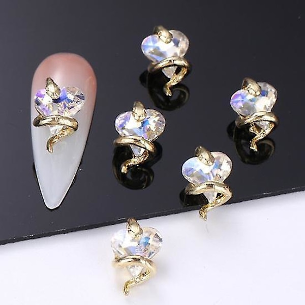 3 stk DIY negledekorasjoner Slange rundt 3D hjerte Faux krystall Charms Nail Art Rhinestones Telefondeksel Dekor Tilbehør Manikyr Rekvisita D