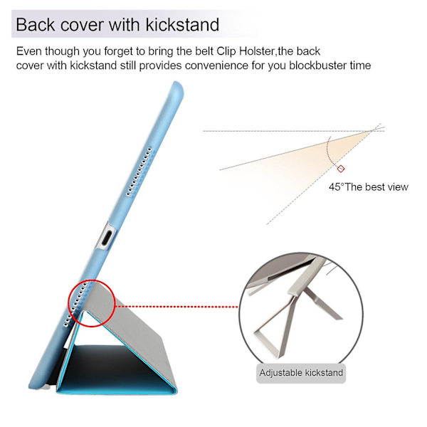 Blå iPad 3:e generation stativ magnetiskt smartfodral för Apple
