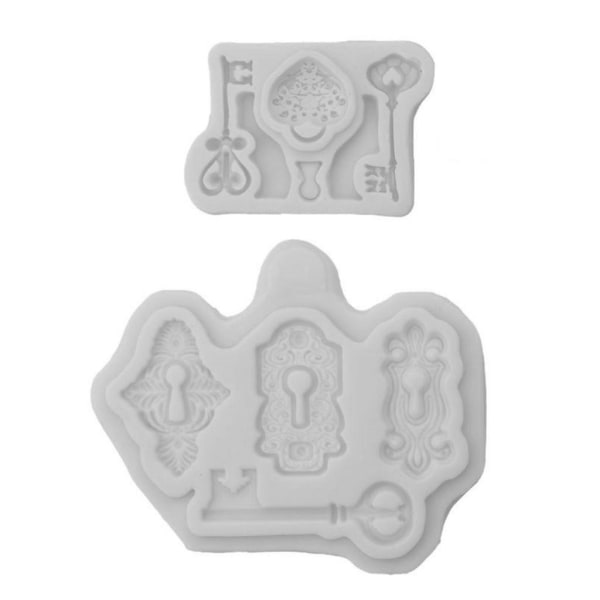 2x smykkestøbeforme til nøglelås Silikonevedhæng harpiksforme med ophæng