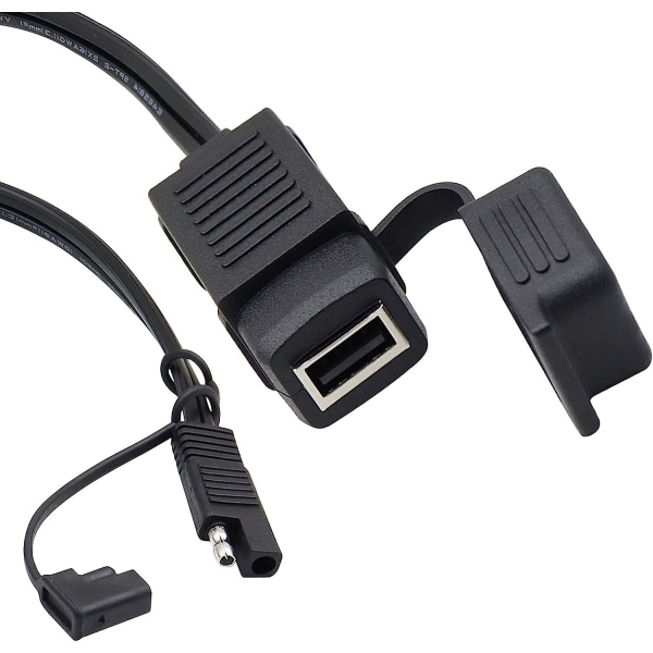 Gelrhonr Sae Till USB Adapter Kabel, Motorcykel USB Laddare Sae Quick Disconnect 5v 2.1a Vattentät USB port, kompatibel med Smart Phone Tablet Gps Char