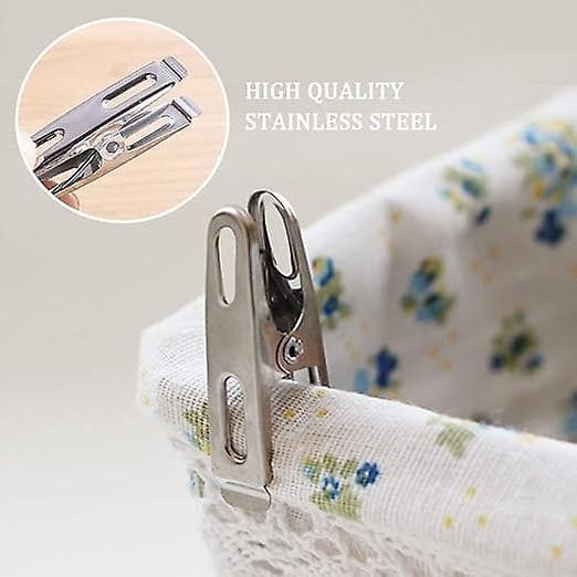 Set med 20 klesklyper, 4,5 cm små metallklyper i rustfritt stål til klesvask S