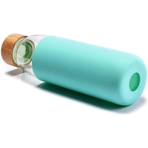 2x 500 ml enkel design av bambusdeksel glass vannflaske med bambuslokk og silikonbeskyttelse