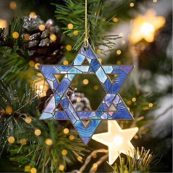 Newway Hanukkah-prydnader 2 st akryl Hanukkah-dekorationer Chanukah Menorah-hänge Kompatibel fönster, bilbackspegeldekor