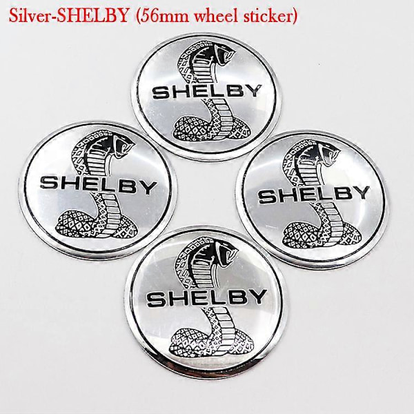 4 kpl 56 mm tai 60 mm Cobra Shelby -auton logoa vanteiden keskihattuihin, reunusmerkki, tarrat, auton jälkiasennuskoriste, tunnus, tarra, tyyli silver-shelby with 60mm silver cap
