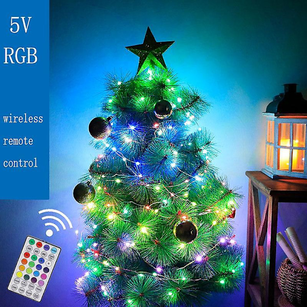 20M 5V USB kaukosäätimellä RGB-valot Festoon pihakoristeet Hääpuutarha Joulukiinnitys Takapihan LED-koristeet Kotiin 20m