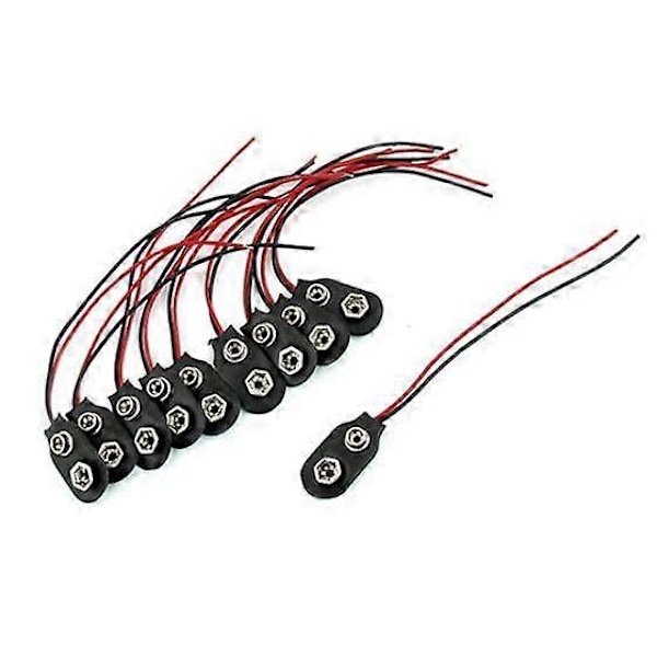 10 stk. Snap 9V Batteriholder Klips På Spænder Stik Kabel med Ledning
