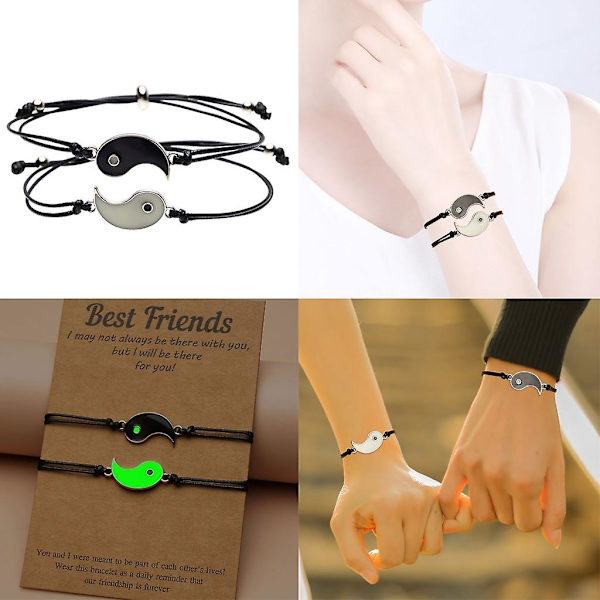 Yhteensointuva Yin Yang -rannekorusarja Dainty Tai Chi -rannekoru tytöille