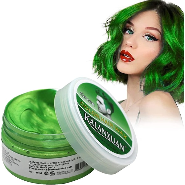 Midlertidig hårvoksfarve, grøn hårfarve, grøn hårvoks Hårstilsfarve mudder, hårsprayfarve til mænd Kvinder Øjeblikkelig styling
