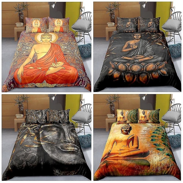 Buddha-trykt dynebetræk til sengesæt