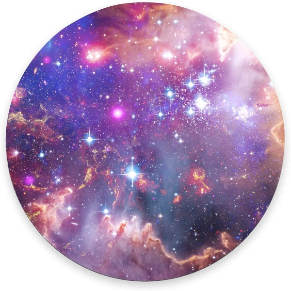 Rund musematte, Purple Star Galaxy Musematte, Fargerik Space Gaming Musematte Vanntett sirkulær liten musematte Sklisikker gummibase Musematter For