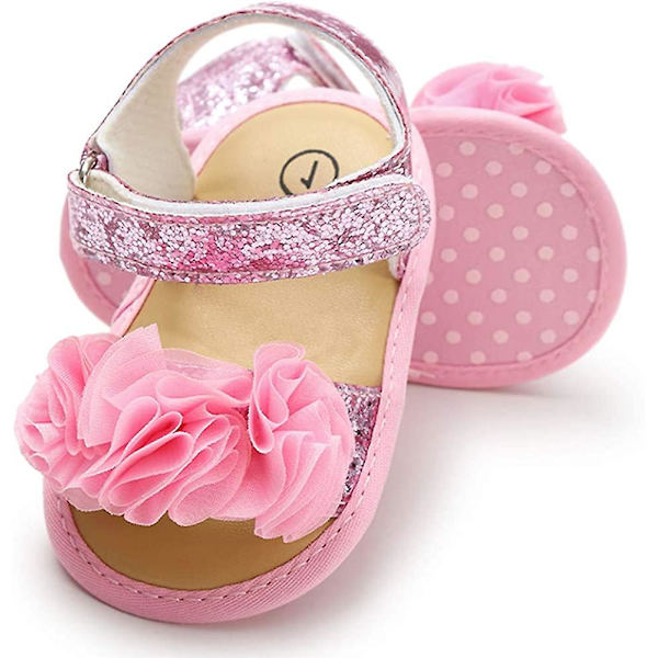 Vauvan tyttöjen kesäsandaalit kukkakuviolla, pehmeäpohjainen vastasyntyneen taaperon ensimmäiset kävelysandaalit 15 pink 6-12 months infant