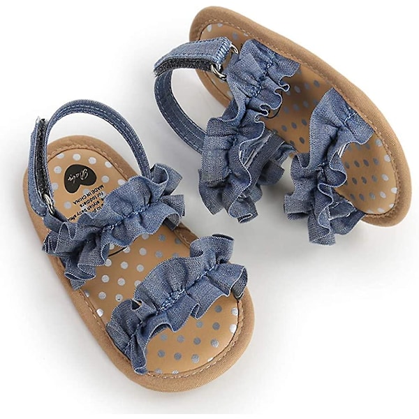 Baby jentesandaler med blomst, myke såler, sommer, nyfødt, småbarn, førstegangsvandrer, krybbesko 05 navy 12-18 months toddler