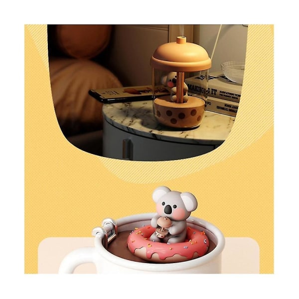 1 Stk Ny Søt Koala Milk Tea Cup Luftfukter Høy Tåke Husholdning Liten Bærbar Desktop Usb Mini Pr.