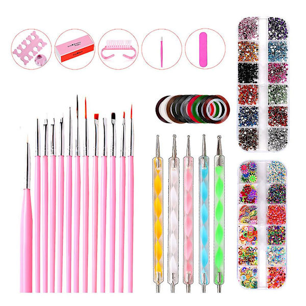 10-pack Nagelgel-set Nagelkonst Dekoration Punktpen Manikyr Konst Borstar Verktyg