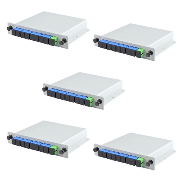 5x Fiberoptisk PLC-splitter 1 X 8 Innsetting Utendørs Elektrisk Splitter / Lgx / Kassetttype Sc/