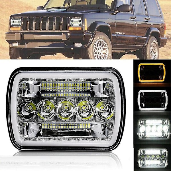 5x7 tommer 7x6 tommer LED Forlygter Hi-lo Beam Halo DRL til Xj Wrangler Yj
