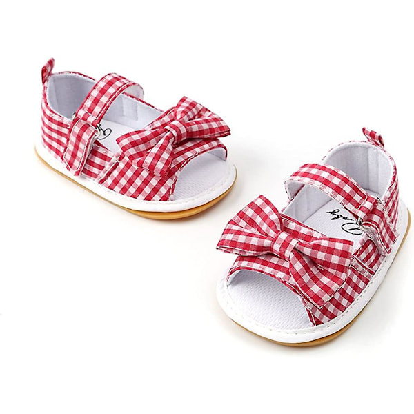 Baby Boys Girls Sandaler Stripe Bow Knot Gummi Sula Non-slip Sommar Toddler Skor red plaid 4 infant