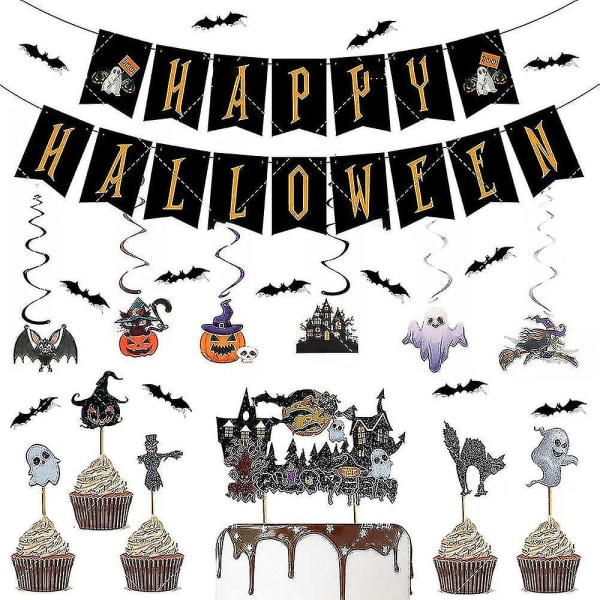 Halloween Skeleton Pull Flag Spiral Charm Charm Cake Tarra Set