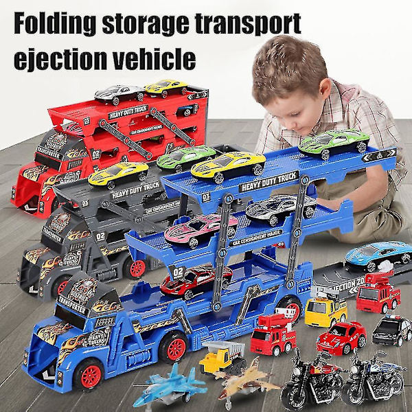 Autokuljetusrekka Lelut Mega Hauler Rekka 6 Mini Autolla Kolmikerroksinen Taita Autot Setti Lapsille Pojille Tytöille