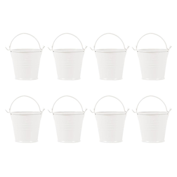 8 stk. 8 stk. Miniature Tinplate Spand Miniature Blomsterspand Tinplate Blomsterspand Mini Planter Spand Til Hjemmet (beige)