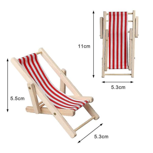 2 stk. Mini Strandstol, Mini Træstol Strandstol Model Mini Sammenklappelig Strandstol Mini Møbel Tilbehør