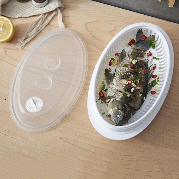 Kitchen Craft Mikrobølgeovn Fish Steamer - Mikrobølgebeholder i plast for fisk
