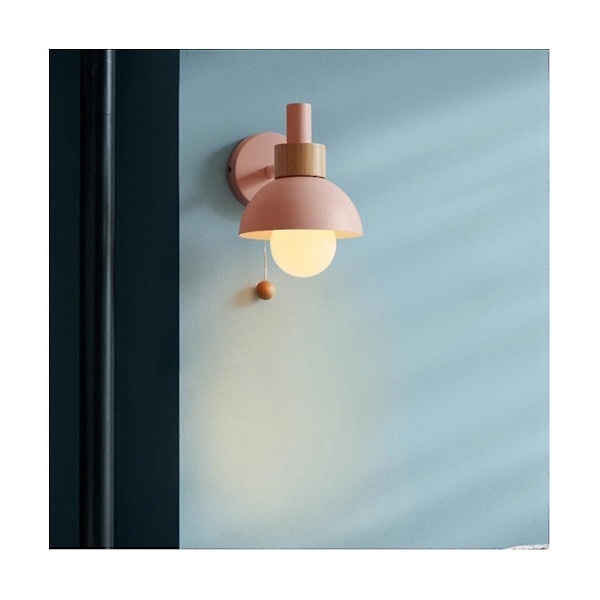 Stue Stue Veranda Ganglampe Nordisk Minimalistisk Moderne Soveværelse Sengelampe Macaron Væglampe(pink)