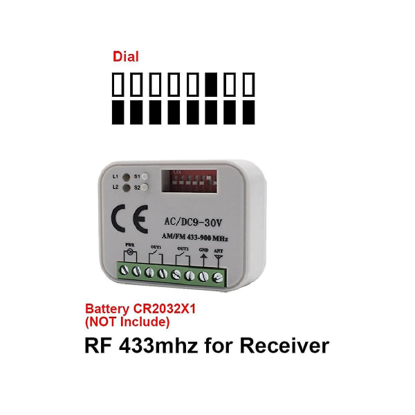 Universal Garasjeport Stemmefjernkontrollmottaker 2-kanals styringsbryter for sender Rx Multi