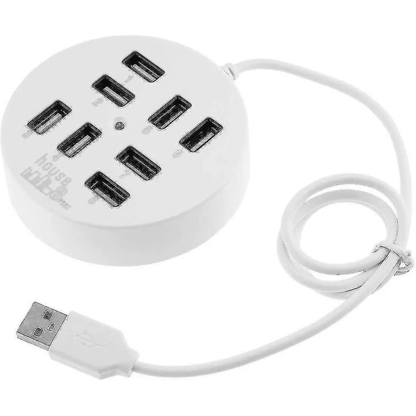 8-porters boks multi-data overføring Usb 2.0 Hub Rund multi-port fordeler adapter (hvit)