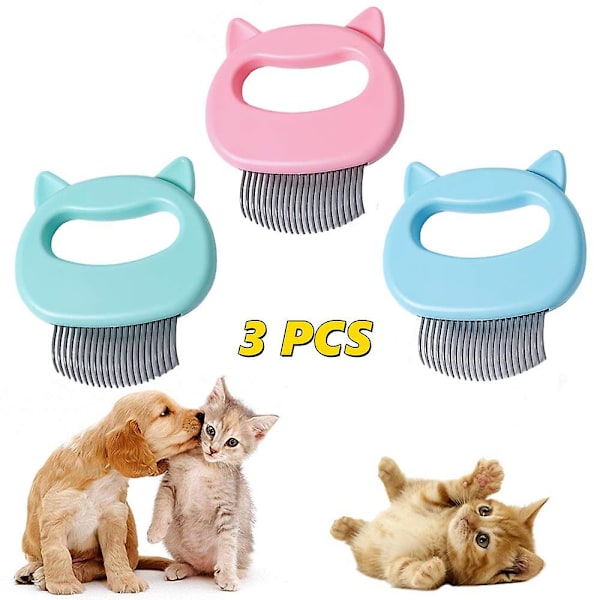 Cat Comb Pet Cat Short & Long Hair Removal Massaging Shell Comb Soft Deshedding Brush Grooming And Shedding Matted Fur Remover(3 Piece)