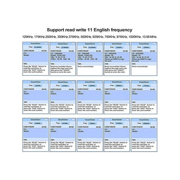 RFID-läsare/skrivare/duplicerare, NFC-läsare, Multifrekvens RFID Smart Card Programmer, Krypterad
