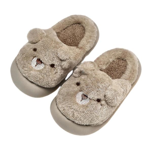Barnens bomullstofflor Slitstarka halkfria sandaler Vintervarma bomullsskor Hög kvalitet bear shallow coffee 20cm