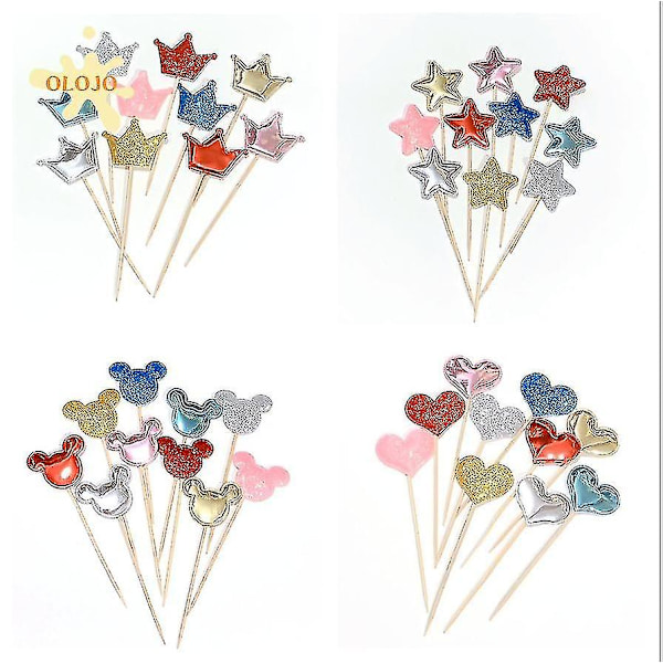 Kakepynt Cupcake Decor Bursdagsfest Tilbehør Sukkerpynt Topper Floe