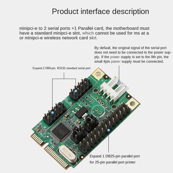 Mini Pci-e Pcie Til Rs232 Db9 Seriel + Db25 Com Kort Adapter Bus Bredbånd 6gb/s