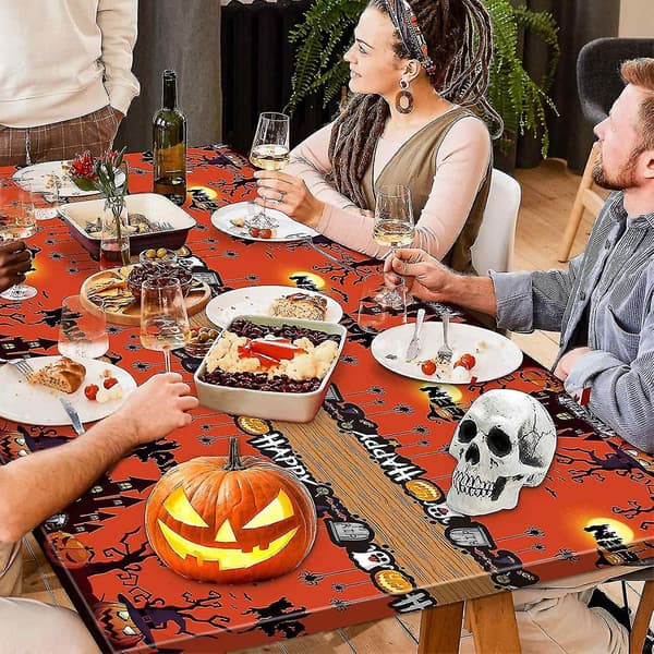Halloween Dugtøj Orange Gyser Græskar Plastik Rektangulær Halloween Dug