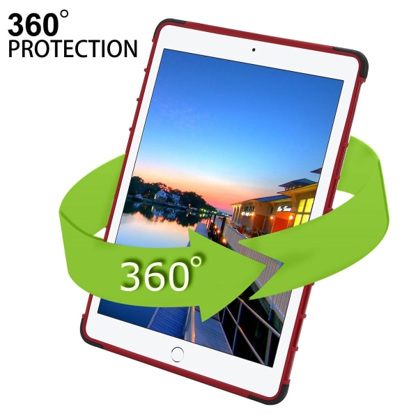 Apple iPad 6. sukupolven 9,7 tuuman (2018) iskunkestävä, raskas suojakotelo, punainen