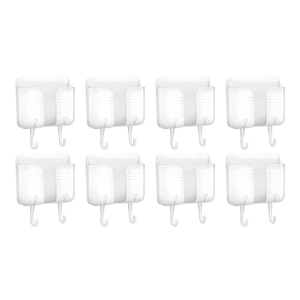 8 stk Mobiltelefon Plugg Veggmontert Holder med Kroker Selvklebende Fjernkontrollholder for Hjem B