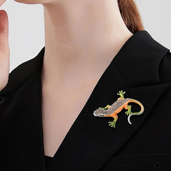 Gecko-blå ödla diamant legering brosch