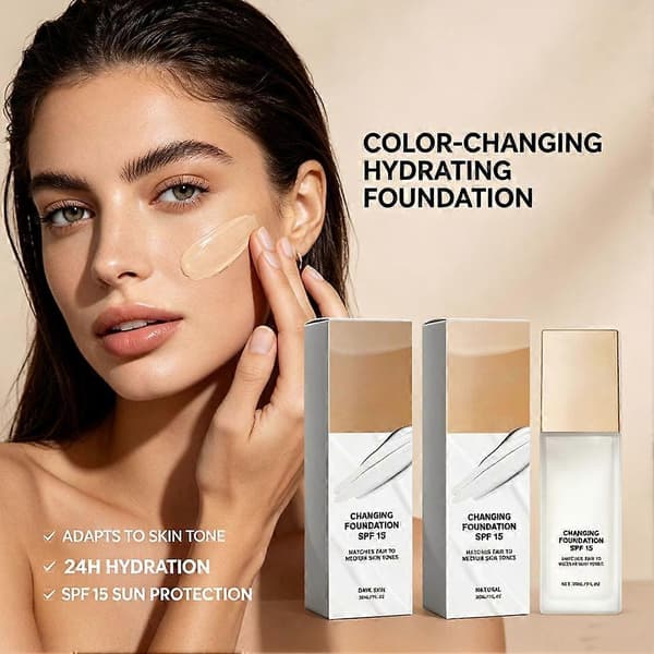 Fargeendrende Foundation, SPF15 Concealer Daglig Sminkebasekrem-30ml Dark Skin