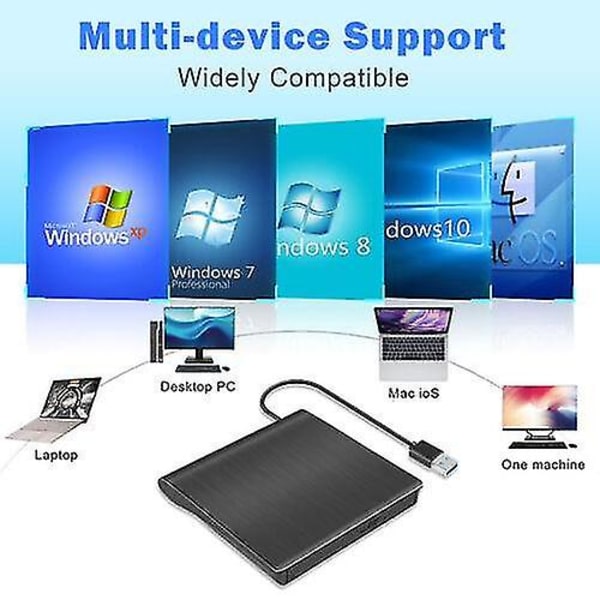Usb Extern Dvd Cd Hårddisk Brännare Spelare Läsare Optisk Enhet För Pc Laptop