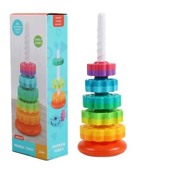 Baby Spinning Wheel Legetøj Rainbow Spin Tower Stablelegetøj til småbørn